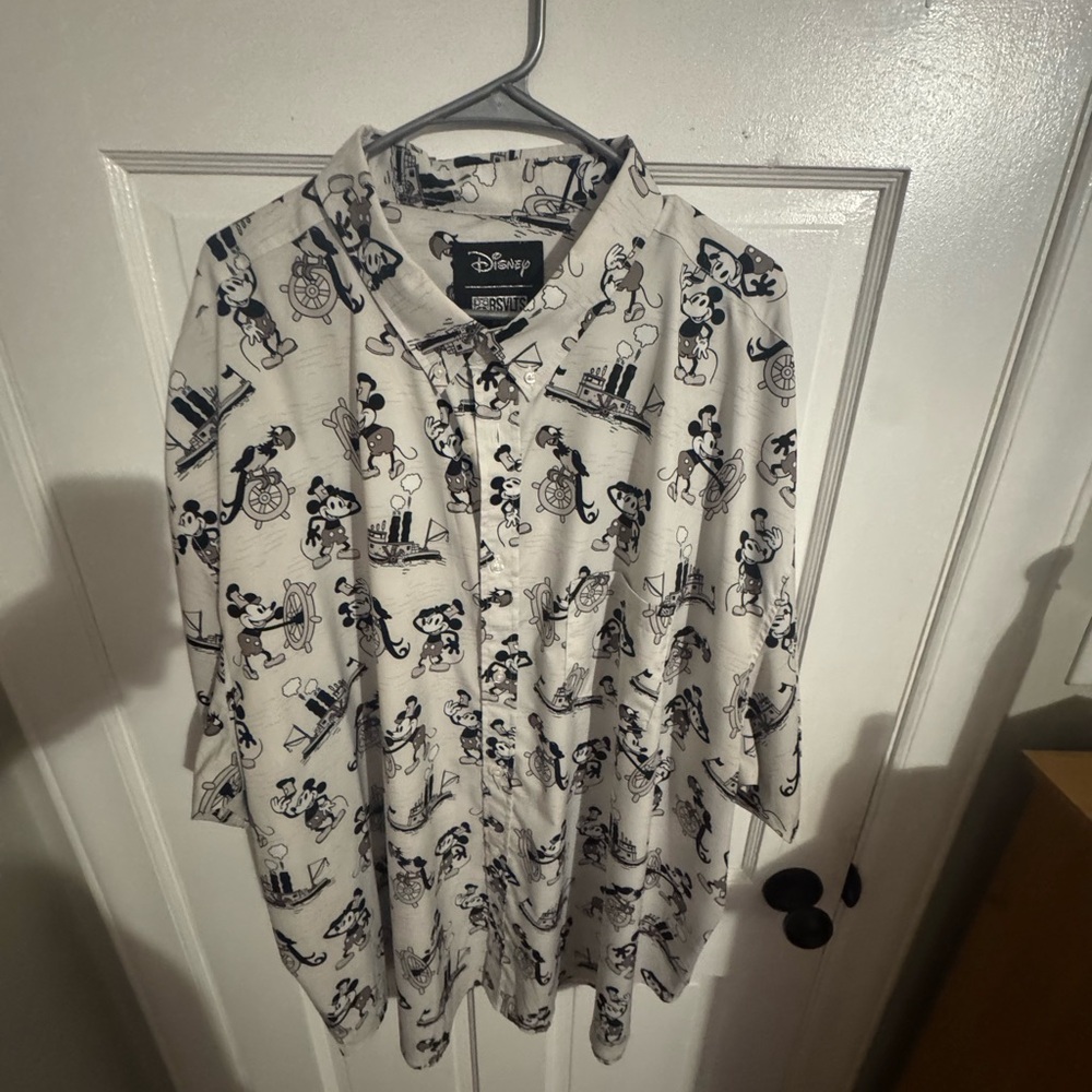 RSVLTS Disney Men's Black and White Mickey Mouse Shirt